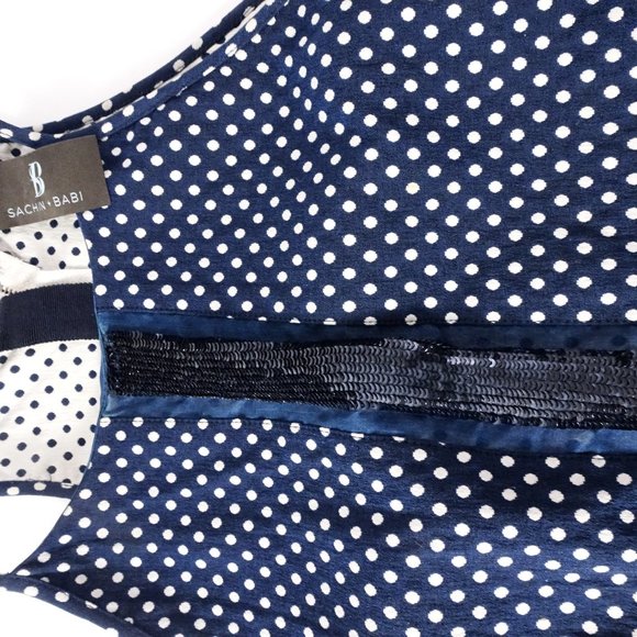 Sachin & Babi Blue White Polka Dot Net Sequin Zipper Back Tank Top XS - Picture 15 of 15